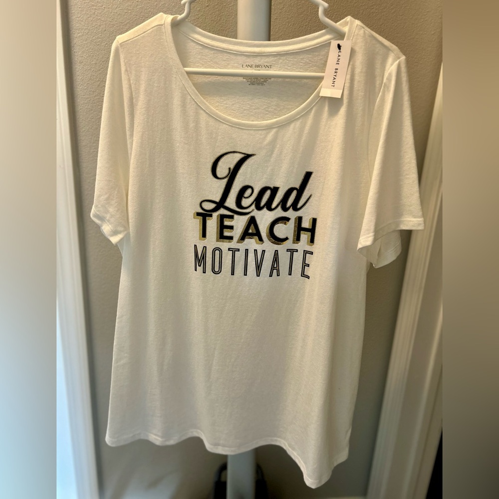 Lane Bryant White Relaxed Short Sleeve Tee EUC